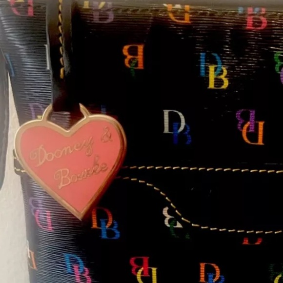 DOONEY & BOURKE Black Multicolored Rainbow DB Signature Letter Carrier Crossbody - Picture 10 of 16
